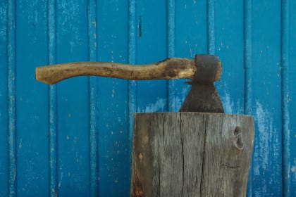 Burying the Hatchet (blue wall)
